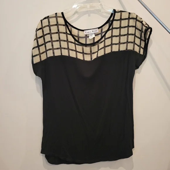 Carol Rose Black and cream criss cross top - Picture 2 of 3